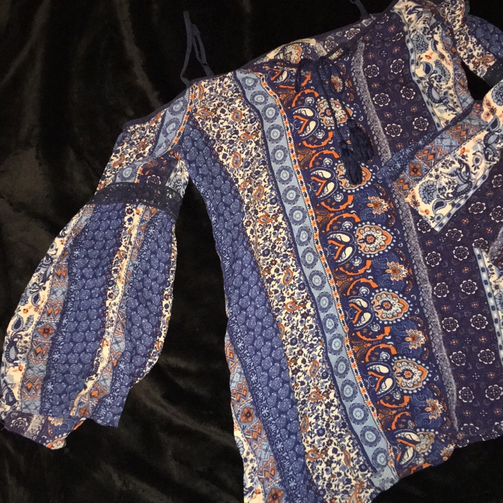 Multi-colored cold shoulder dress